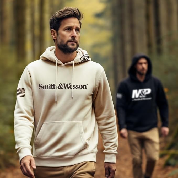 Smith & Wesson® Pullover Hoodie with Logo & US Flag in Military Green