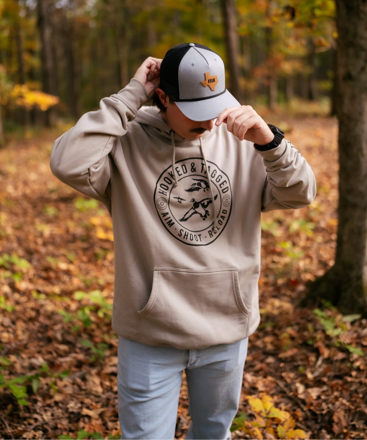 Aim. Shoot. Reload. Hoodie Hooked & Tagged, Inc.