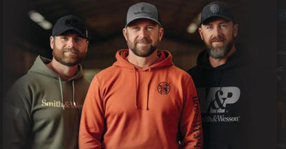 Smith & Wesson® Sleeve Logo Long Sleeve Tee Pullover Hoodie in Athletic Heather