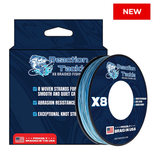 Reaction Tackle BRAIDED IN THE USA Fishing Line- 8X- NEW Reaction Tackle