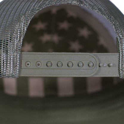 Smith & Wesson® Leather Patch Trucker Hat in Loden Green and Tan