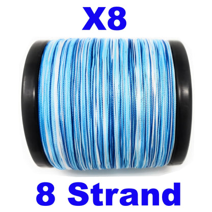 Reaction Tackle X8 Braided Fishing Line - Blue Camo 8 Strand Reaction Tackle