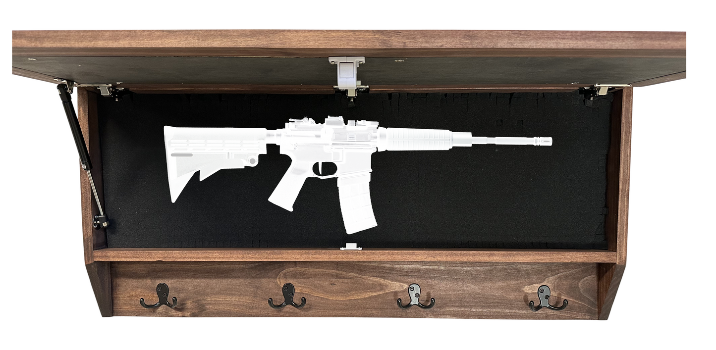 Birds in a Tree Large Gun Concealment Coat Rack - Handcrafted Wooden Gun Cabinets - Gun Shelf Hidden Storage for Rifles, Shotguns, & Handguns - Quick Access Hidden Wall Safe