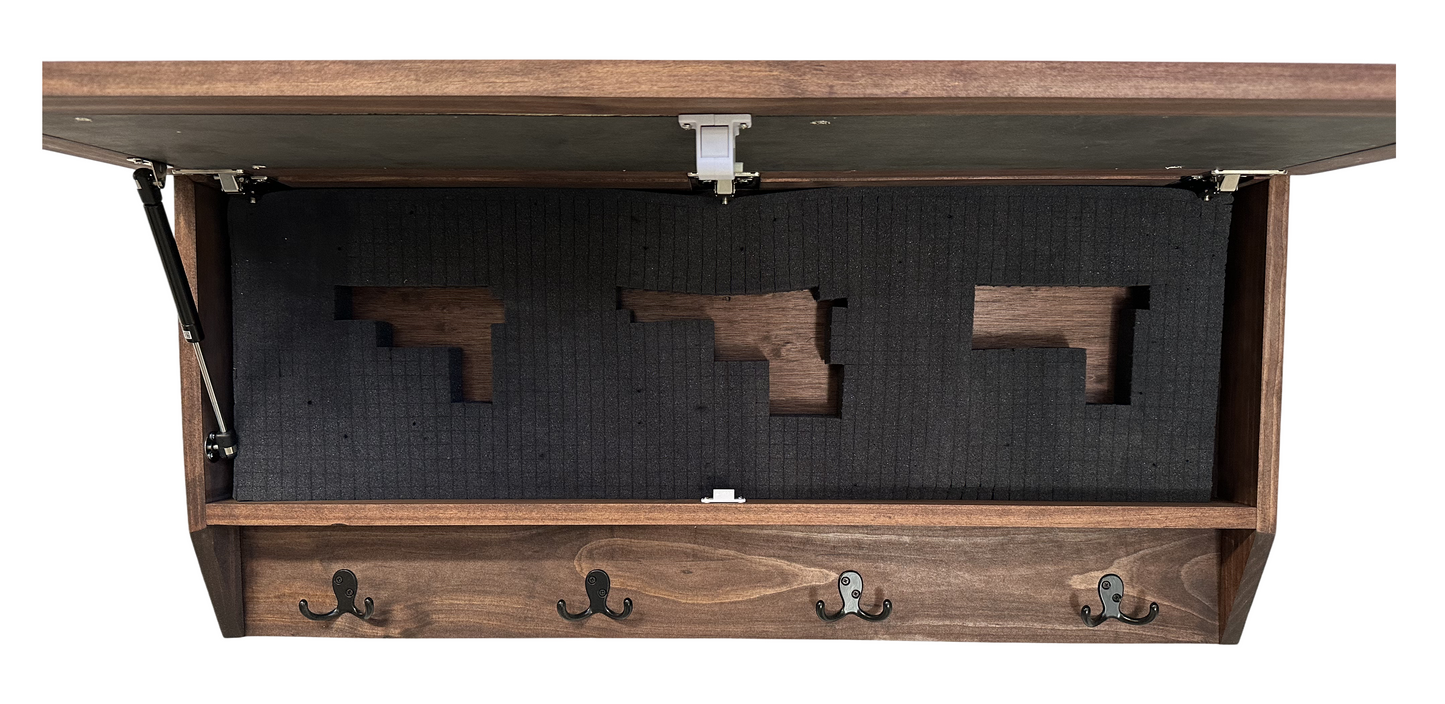 Birds in a Tree Large Gun Concealment Coat Rack - Handcrafted Wooden Gun Cabinets - Gun Shelf Hidden Storage for Rifles, Shotguns, & Handguns - Quick Access Hidden Wall Safe