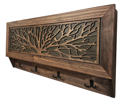 Birds in a Tree Large Gun Concealment Coat Rack - Handcrafted Wooden Gun Cabinets - Gun Shelf Hidden Storage for Rifles, Shotguns, & Handguns - Quick Access Hidden Wall Safe