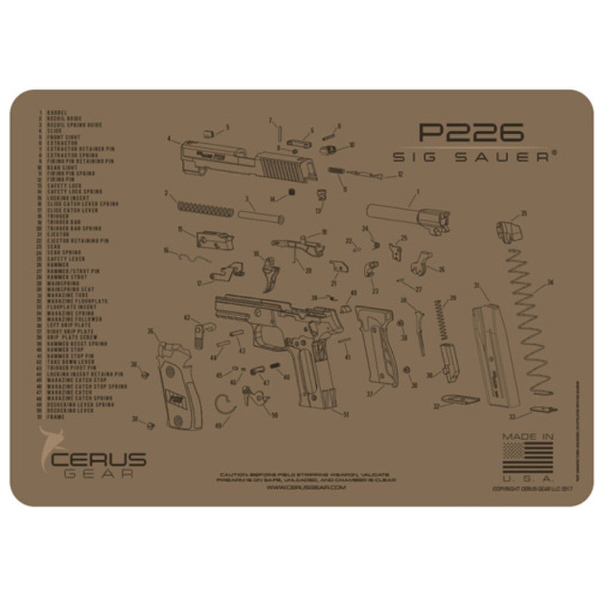 Sig Sauer P226 Schematic – Coyote | Cerus Gear