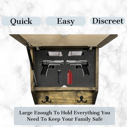 Deer Scene Wall Mounted Gun Cabinet Coat Rack – Secure & Stylish Wall Decor Hidden Firearm Concealment Furniture Key Hanger Deer Hunter Gift