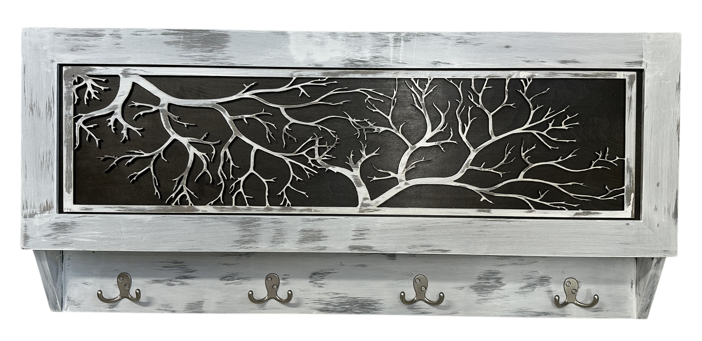 Winter Family Tree Gun Concealment Decor - Handcrafted Wooden Gun Cabinets - Gun Shelf Hidden Storage for Rifles, Shotguns, & Handguns - Quick Access Hidden Wall Safe