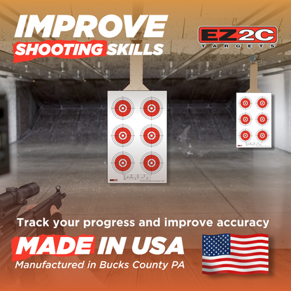 EZ2C Targets #24: Six Bullseye 11"x17" Shooting Paper Target USA MADE