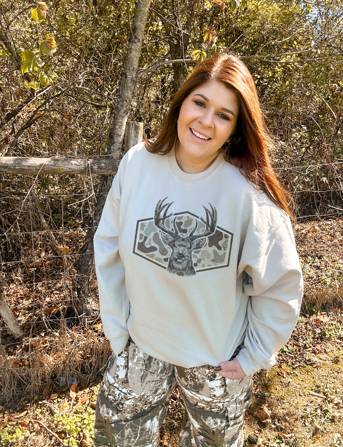 Camo Deer Label Sublimation T-Shirt - Hunting Apparel