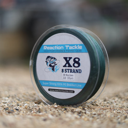 Reaction Tackle X8 Braided Fishing Line - Moss Green 8 Strand Reaction Tackle