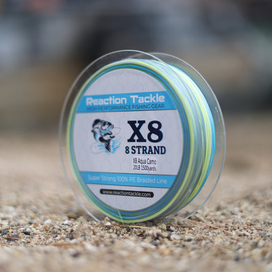 Reaction Tackle X8 Braided Fishing Line- Aqua Camo 8 Strand Reaction Tackle