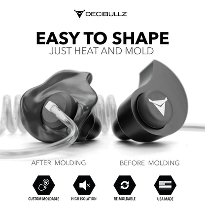Custom Moldable Isolation Earpiece for Clear Tube, Radio, Surveillance, and Communication Headsets