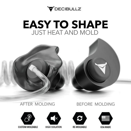 Custom Moldable Isolation Earpiece for Clear Tube, Radio, Surveillance, and Communication Headsets