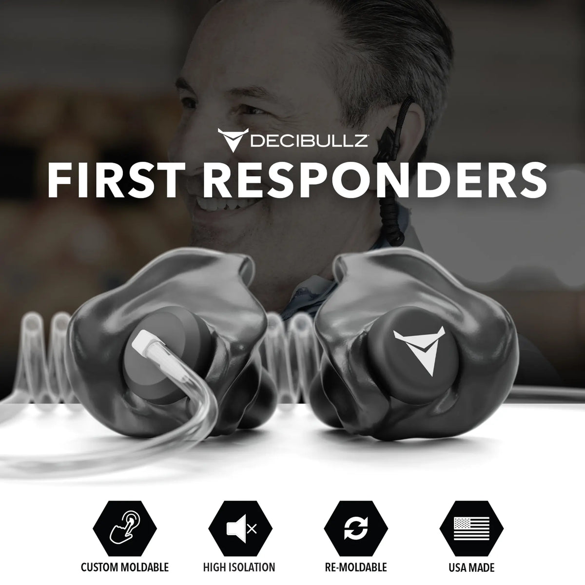 Custom Moldable Isolation Earpiece for Clear Tube, Radio, Surveillance, and Communication Headsets