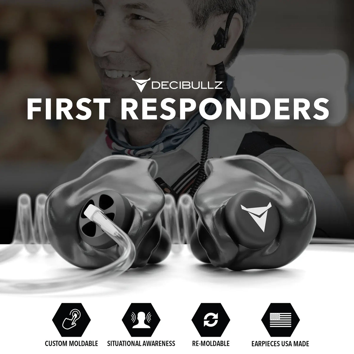 +Awareness Custom Molded Listen-Only Surveillance Acoustic Tube Headset