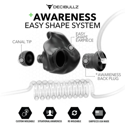 +Awareness Custom Molded Listen-Only Surveillance Acoustic Tube Headset