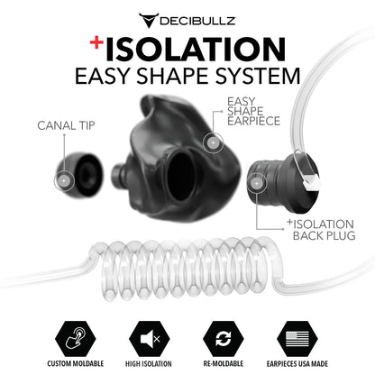 +Isolation Custom Molded Listen-Only Surveillance Acoustic Tube Headset
