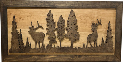 Deer and Elk Gun Concealment Decor - Handcrafted Wooden Gun Cabinets - Gun Shelf Hidden Storage for Rifles, Shotguns, & Handguns - Quick Access Hidden Wall Safe (Extra Large)