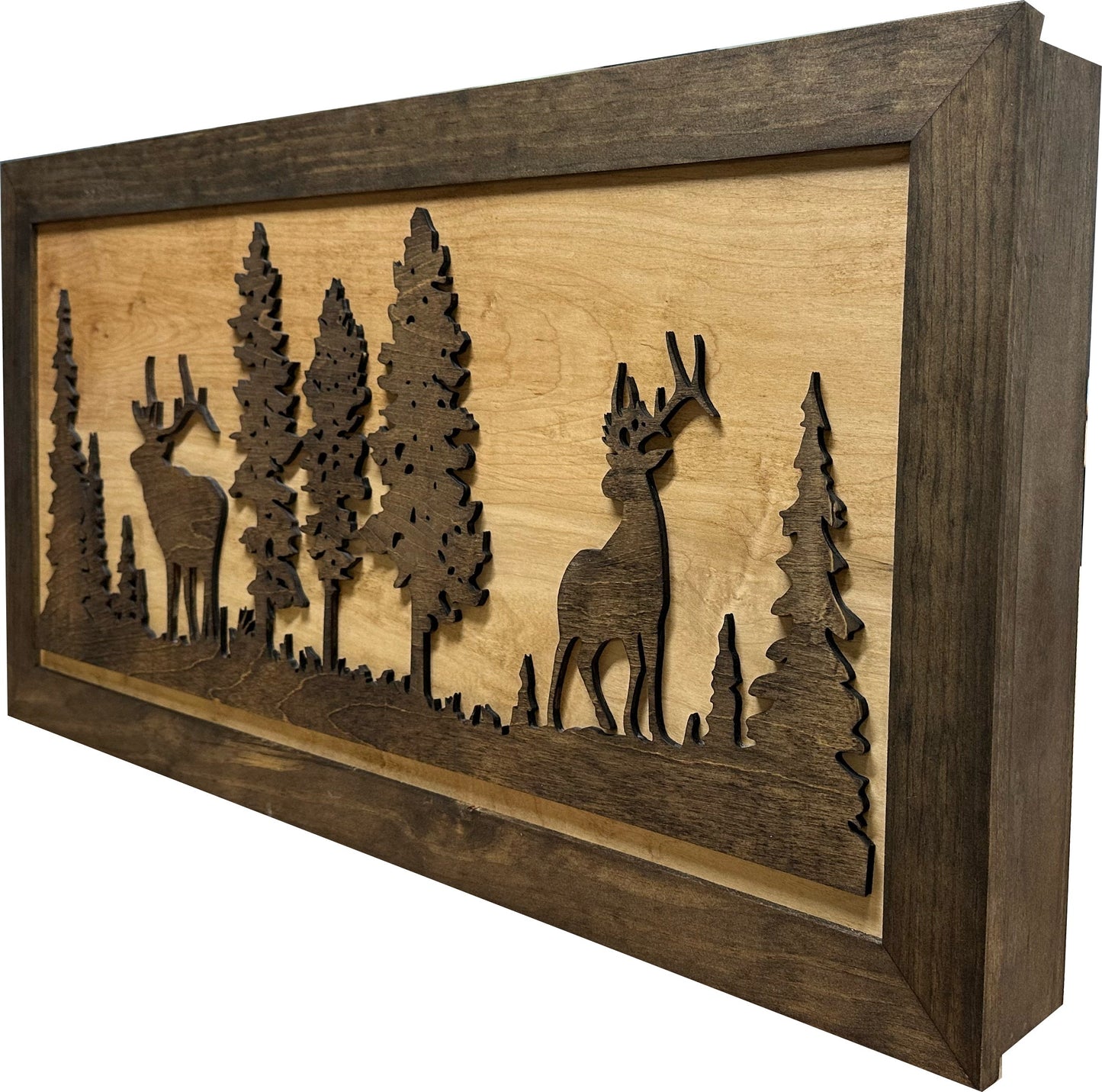 Deer and Elk Gun Concealment Decor - Handcrafted Wooden Gun Cabinets - Gun Shelf Hidden Storage for Rifles, Shotguns, & Handguns - Quick Access Hidden Wall Safe (Extra Large)