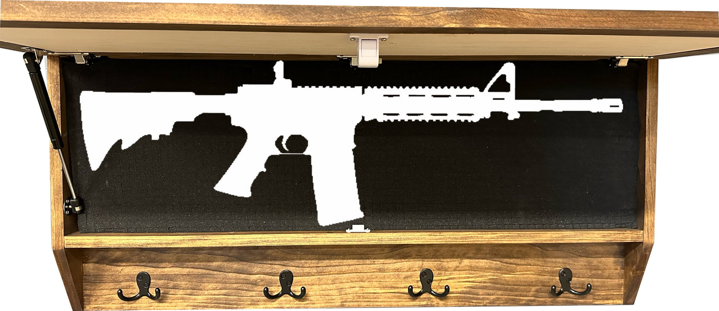 Moose Hunting Hidden Gun Storage Coat Rack Concealment Shelf with Hooks for Coats, Bags, & Hats