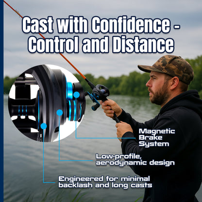 Reaction Tackle Baitcasting Fishing Reel – ProSpin Edition - 6.8:1 Gear Ratio - NEW Reaction Tackle