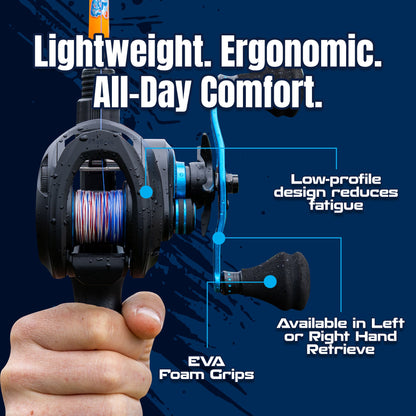 Reaction Tackle Baitcasting Fishing Reel – ProSpin Edition - 6.8:1 Gear Ratio - NEW Reaction Tackle