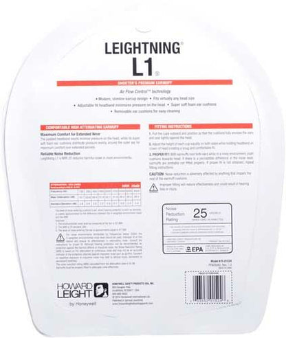 Howard Leight Leightning L1 Slimline Ear Muffs - NRR 25 Hearing Protection