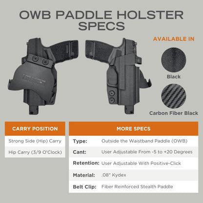 Paddle Holster fits Glock 48 Olight PL-MINI 2 Valkyrie