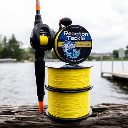 Reaction Tackle Braided Fishing Line - NO FADE Yellow - NEW Reaction Tackle