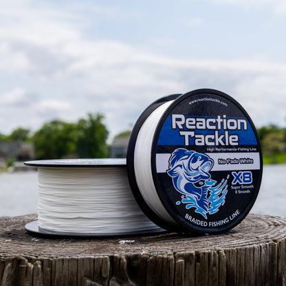 Reaction Tackle X8 Braided Fishing Line - NO FADE White 8 Strand - NEW Reaction Tackle