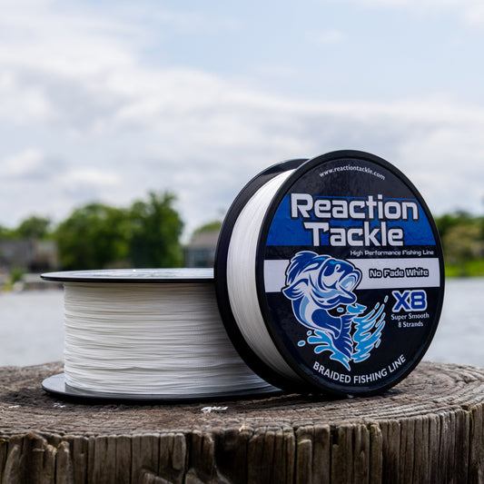 Reaction Tackle X8 Braided Fishing Line - NO FADE White 8 Strand - NEW Reaction Tackle