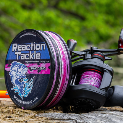 Reaction Tackle Braided Fishing Line - Pink Camo - NEW Reaction Tackle