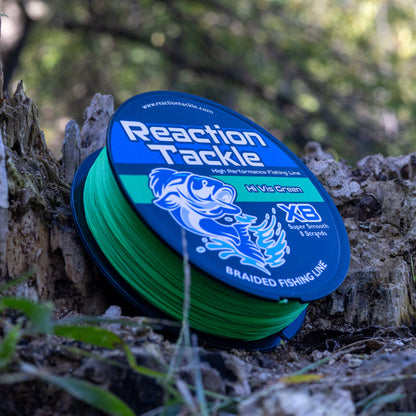 Reaction Tackle X8 Braided Fishing Line - Hi Vis Green 8 Strand Reaction Tackle
