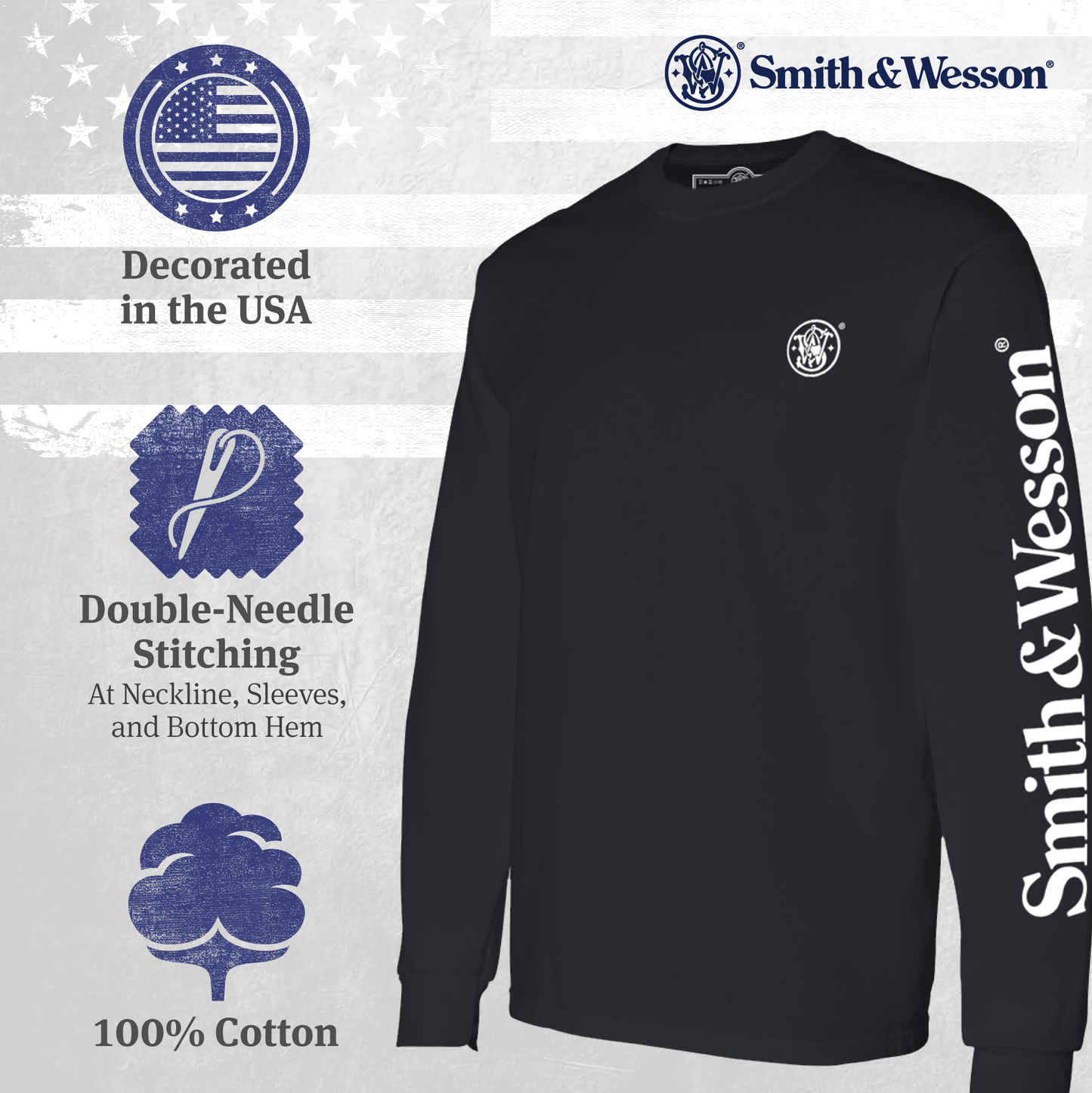 Smith & Wesson® Empowering Americans Long Sleeve Tee in Black
