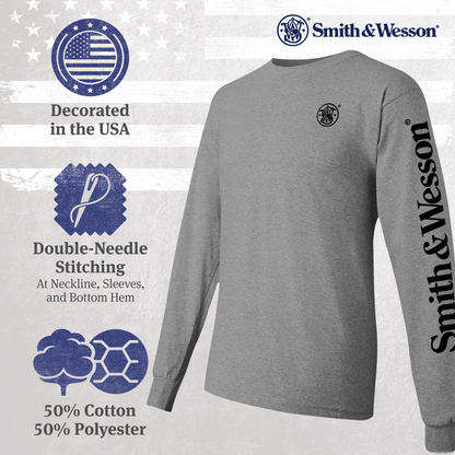 Smith & Wesson® Long Sleeve Tee with Arm Logo in Athletic Heather