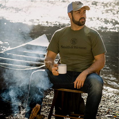 Smith & Wesson® Stacked Logo Men's Short Sleeve Tee - Nickel Heather