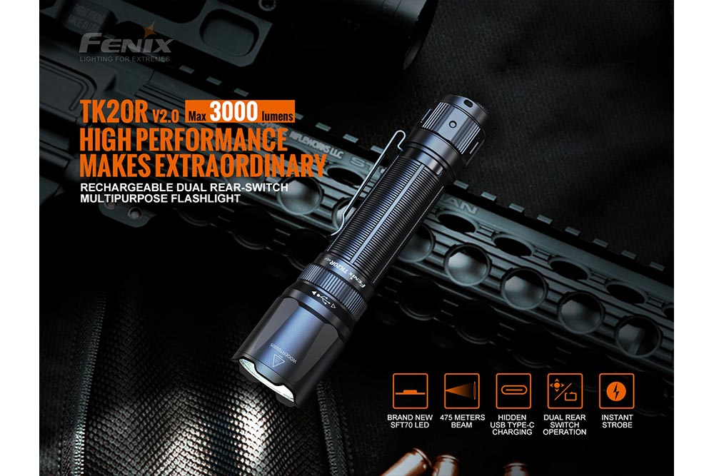 Fenix TK20R V2.0 Rechargeable Flashlight | 3000 lumens