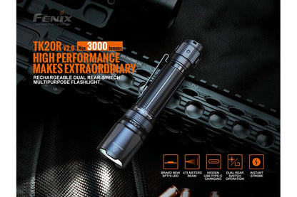Fenix TK20R V2.0 Rechargeable Flashlight | 3000 lumens