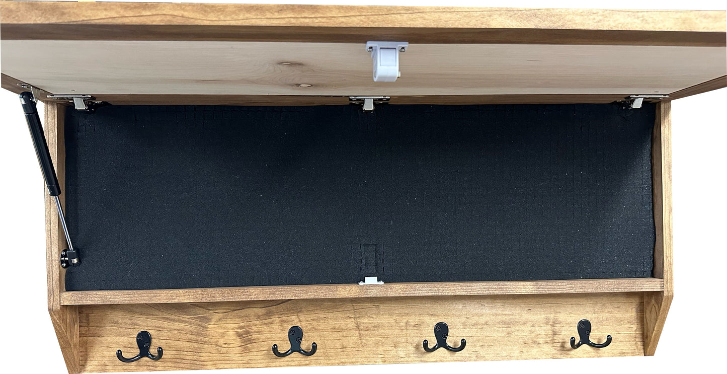 Wolf in the Wild Hidden Gun Storage - Coat Rack Concealment Shelf with Hooks for Coats, Bags, & Hats - Quick Access Hidden Gun Shelf - Secure Magnetic Lock