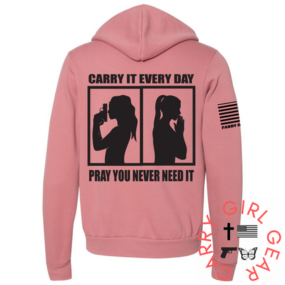 CARRY & PRAY Zippered Hoodie Carry Girl Gear