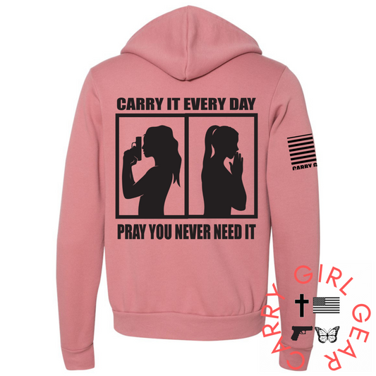 CARRY & PRAY Zippered Hoodie Carry Girl Gear