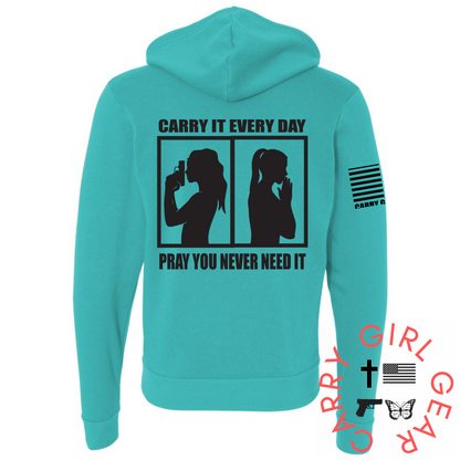 CARRY & PRAY Zippered Hoodie Carry Girl Gear