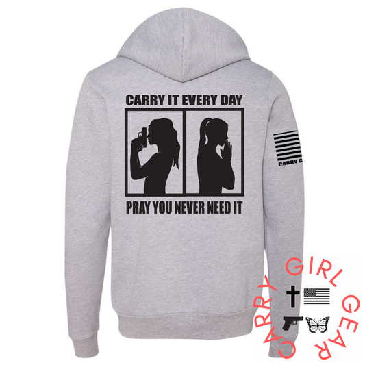 CARRY & PRAY Zippered Hoodie Carry Girl Gear