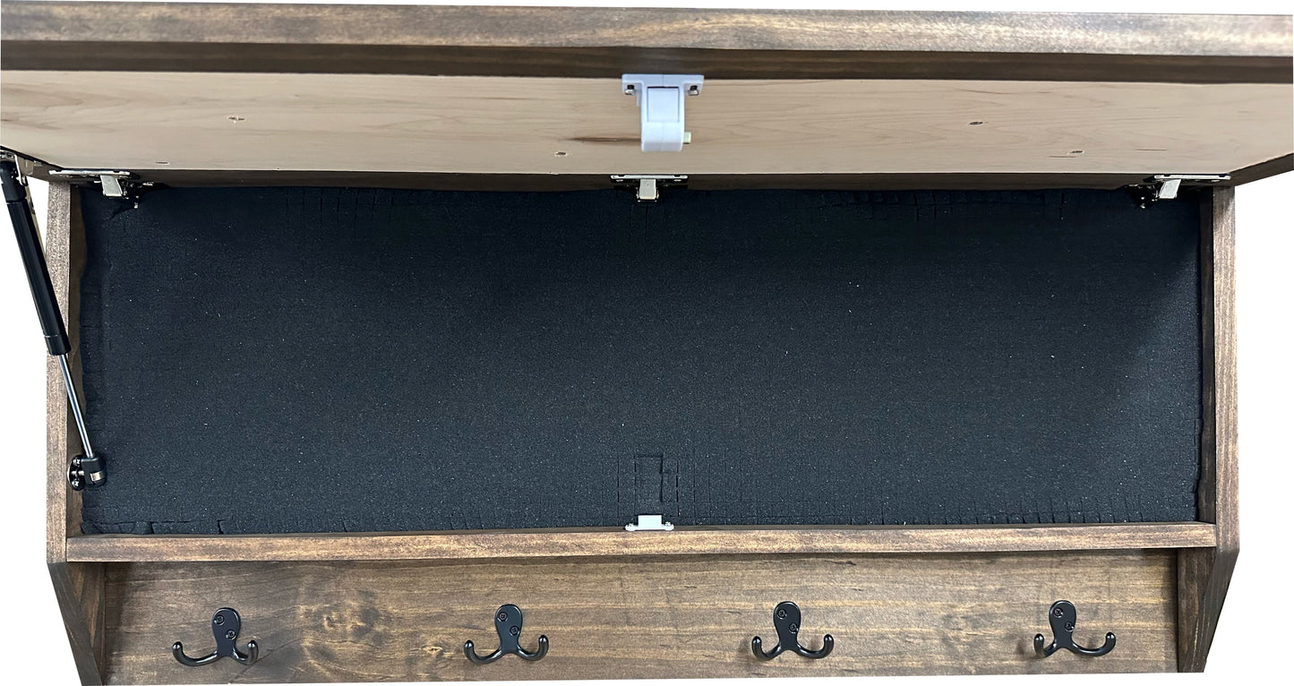 Deer Hunter Hidden Gun Storage - Coat Rack Concealment Shelf with Hooks for Coats, Bags, & Hats - Quick Access Hidden Gun Shelf - Hidden Storage Furniture with Secure Magnetic Lock