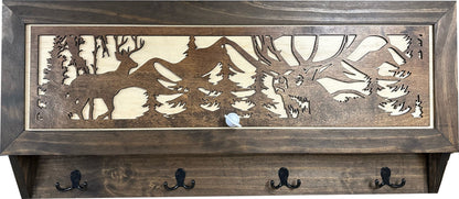 Deer Hunter Hidden Gun Storage - Coat Rack Concealment Shelf with Hooks for Coats, Bags, & Hats - Quick Access Hidden Gun Shelf - Hidden Storage Furniture with Secure Magnetic Lock