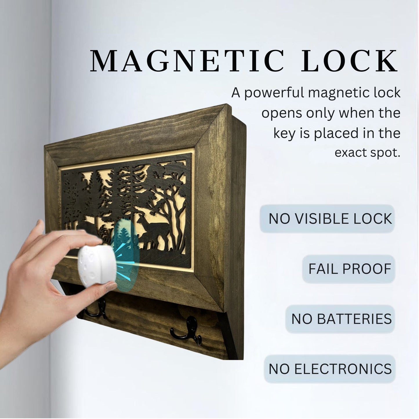 Deer Scene Wall Mounted Gun Cabinet Coat Rack – Secure & Stylish Wall Decor Hidden Firearm Concealment Furniture Key Hanger Deer Hunter Gift