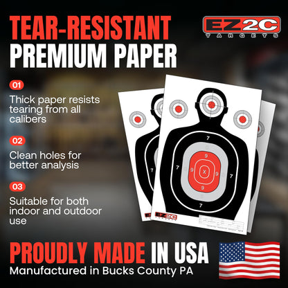 25 EZ2C 12"x18" Silhouette Shooting Target USA MADE Paper Range Targets (Peel-Off Pad of 25)