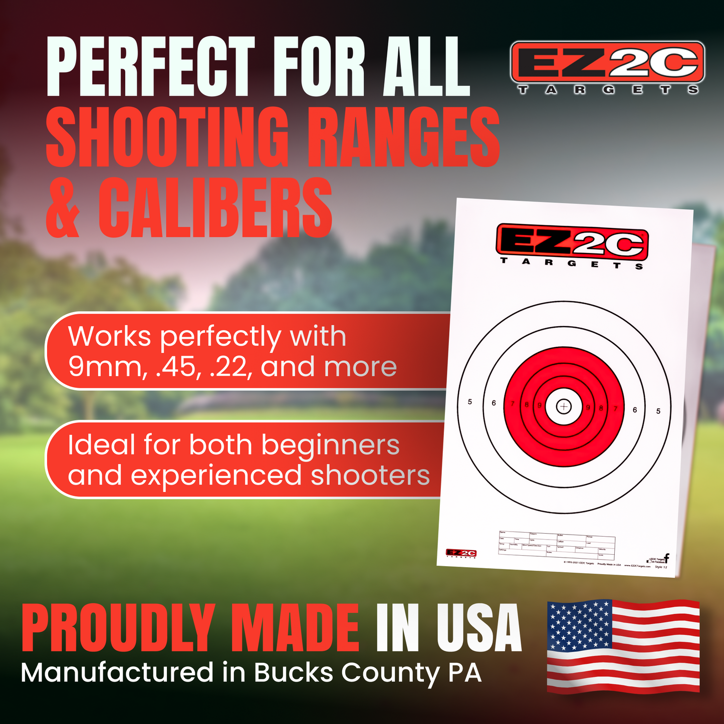 125 EZ2C Targets Instructors Favorites 5 Styles Paper Targets Bundle 11"x17" USA Made