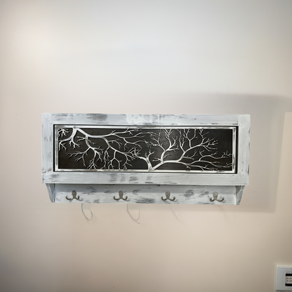 Winter Family Tree Gun Concealment Decor - Handcrafted Wooden Gun Cabinets - Gun Shelf Hidden Storage for Rifles, Shotguns, & Handguns - Quick Access Hidden Wall Safe